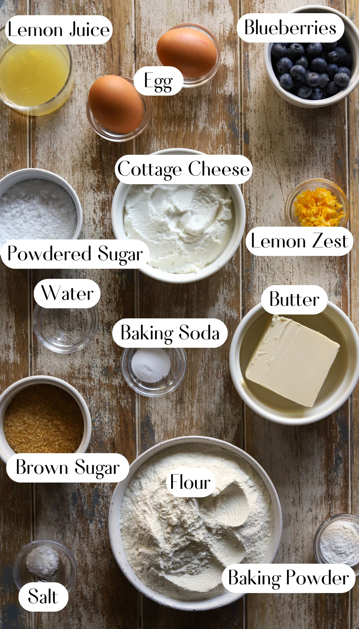 Healthy Lemon Blueberry Cottage Cheese Scones Ingredients