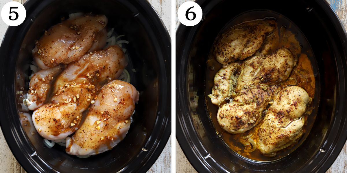 Easy Crockpot Chicken Shawarma Bowl Steps 5-6