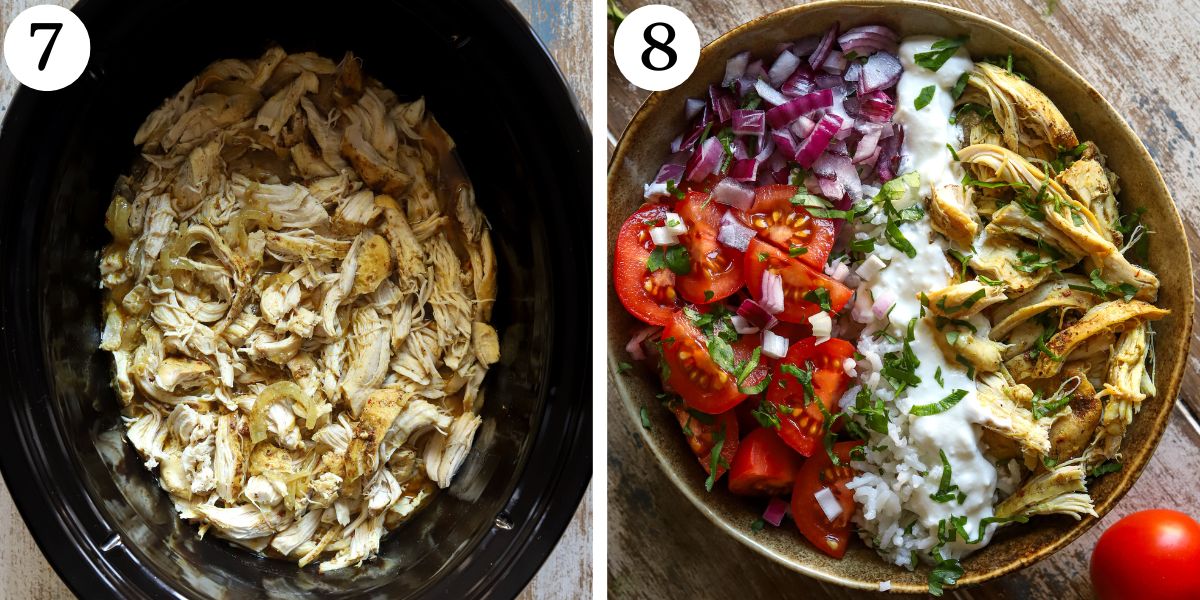 Nutritious Crockpot Chicken Shawarma Bowl Steps 7-8
