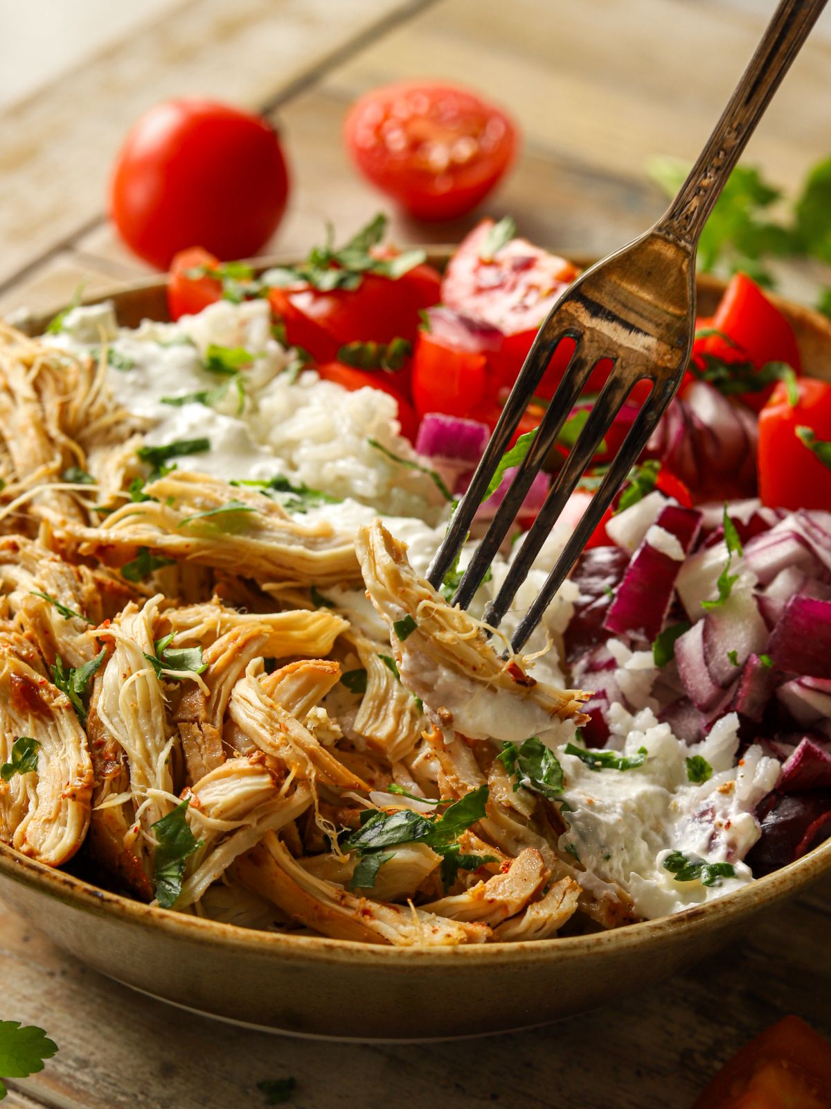 Satisfying Crockpot Chicken Shawarma Bowl