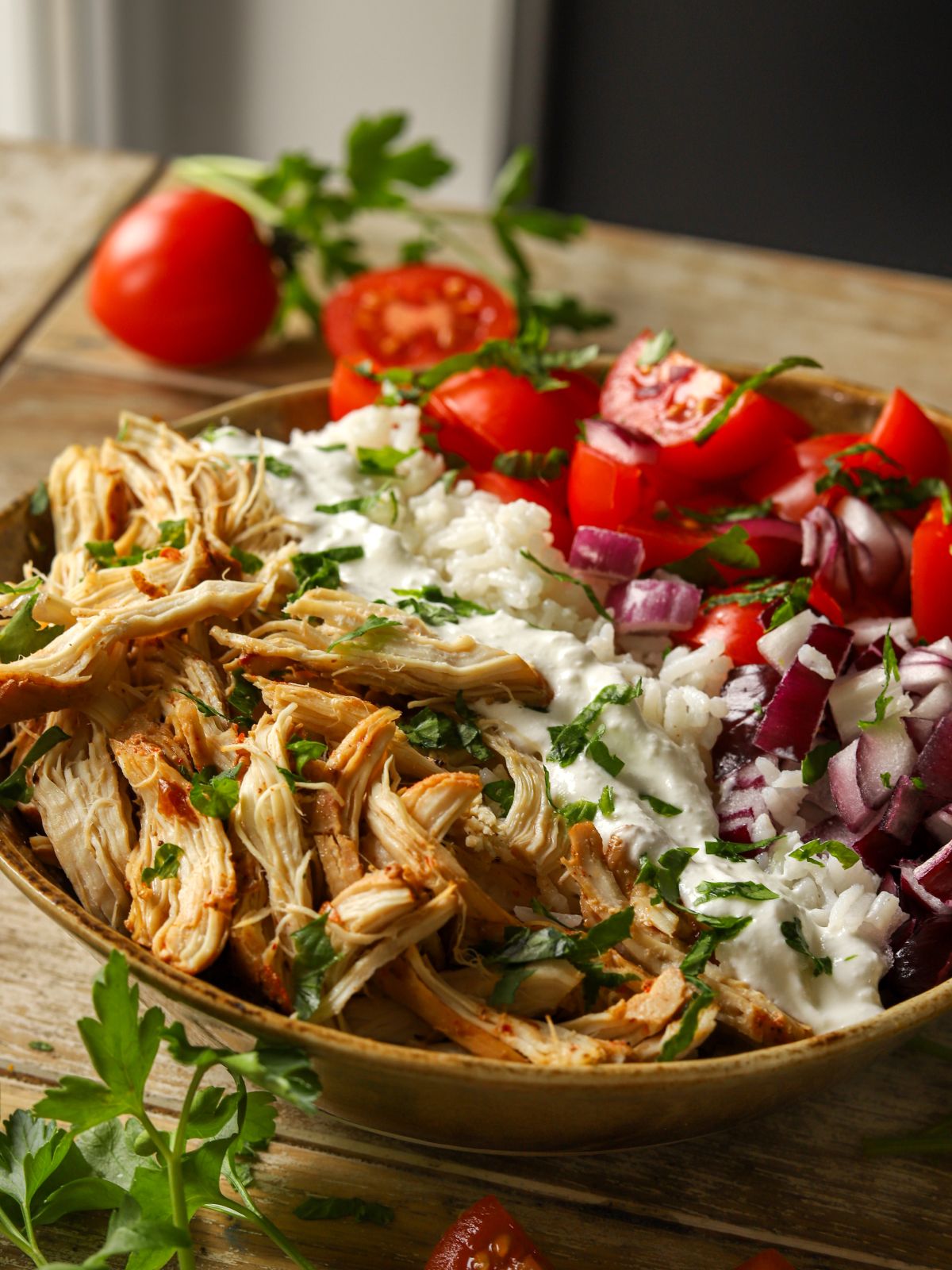 Yummy Crockpot Chicken Shawarma Bowl