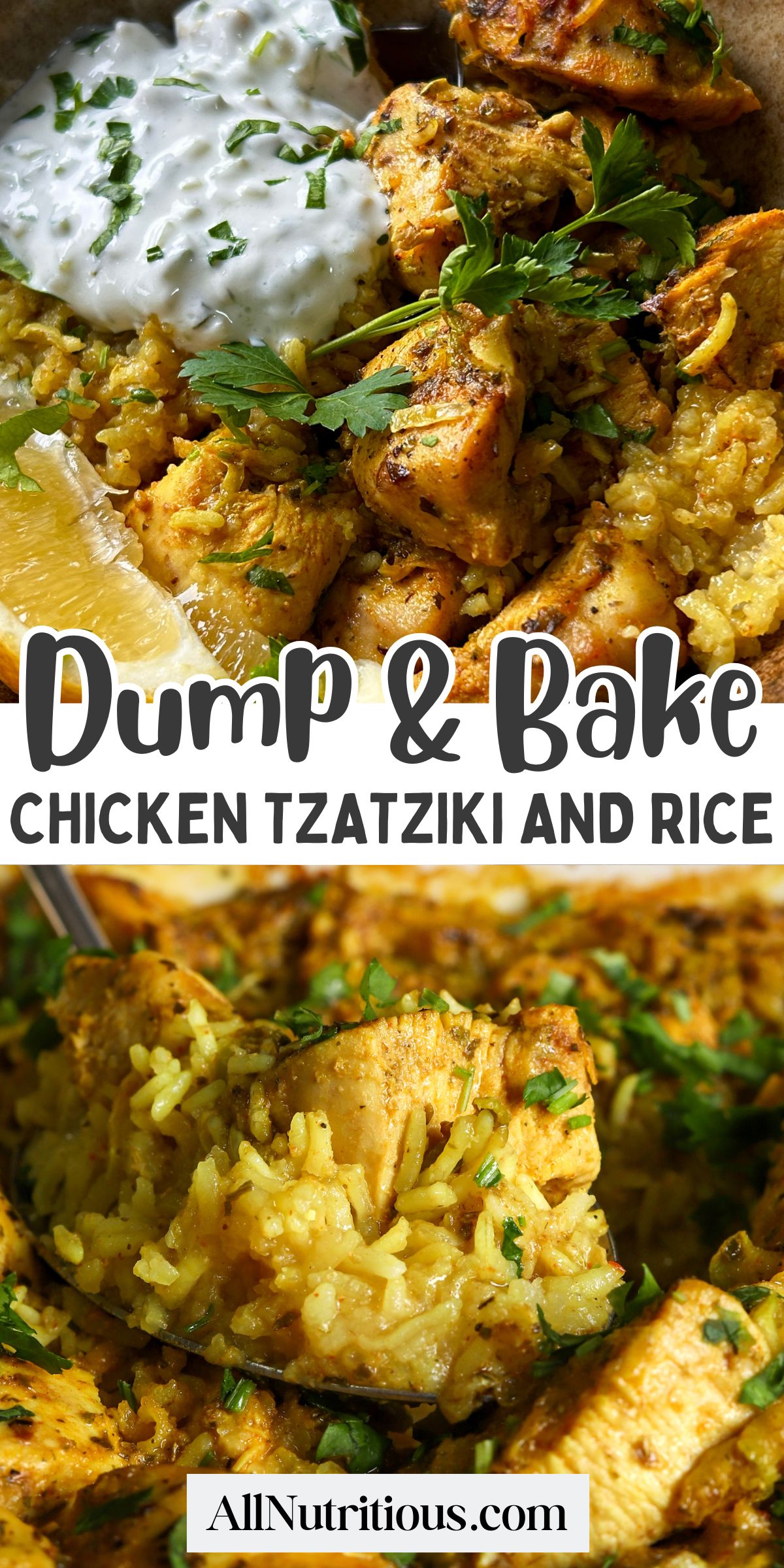 Dump and Bake Chicken Tzatziki and Rice