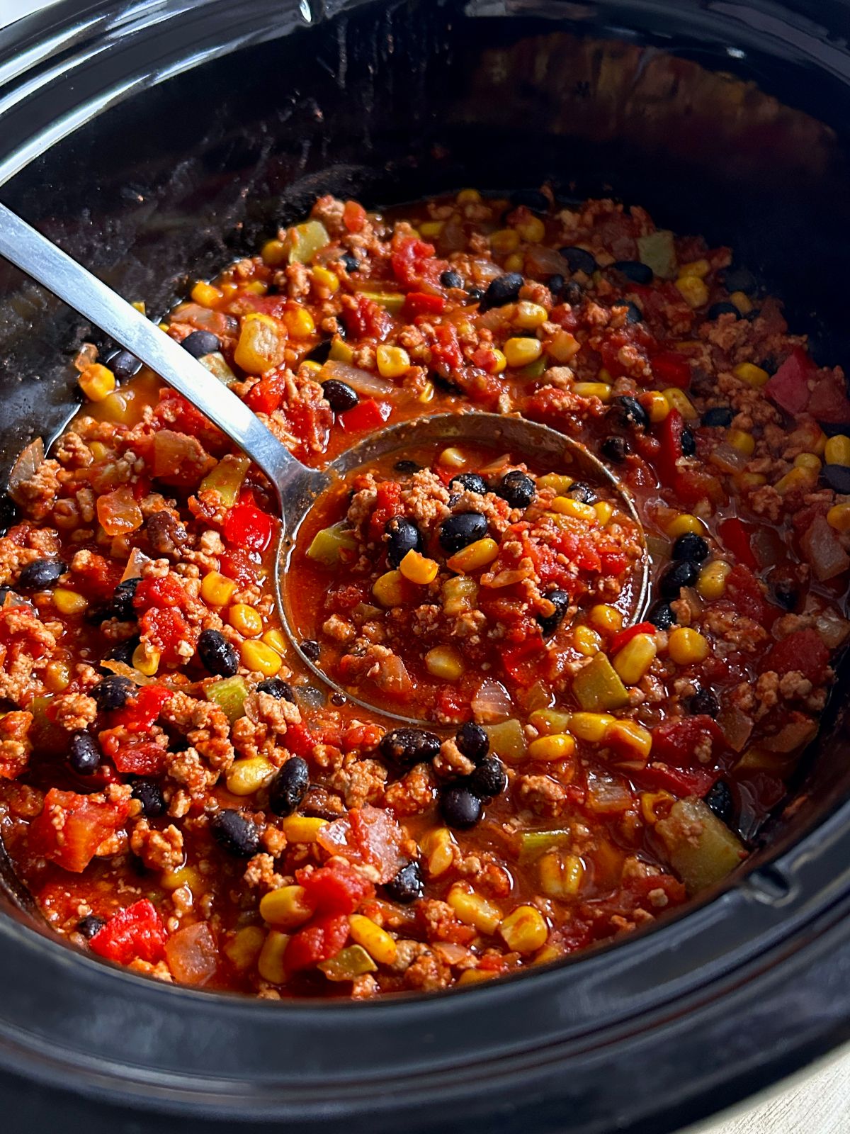 Satisfying Crockpot Turkey Chili