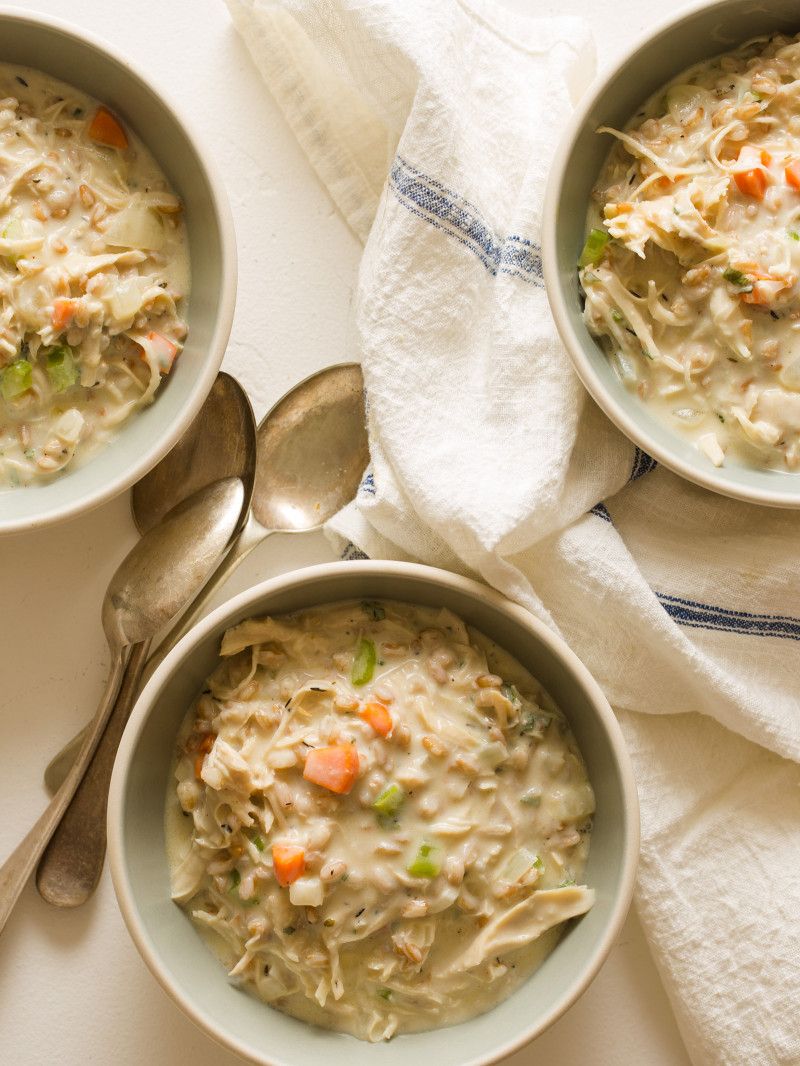 Creamy Chicken Farro Soup