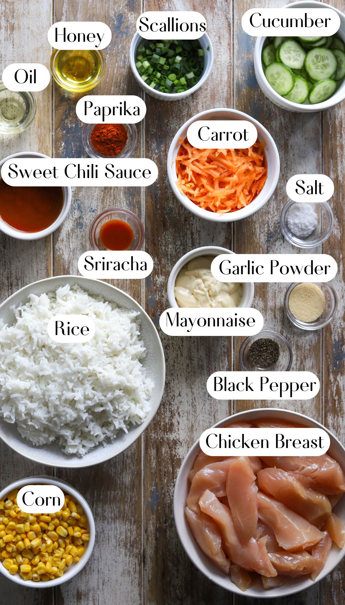 Healthy Bang Bang Chicken Bowls Ingredients