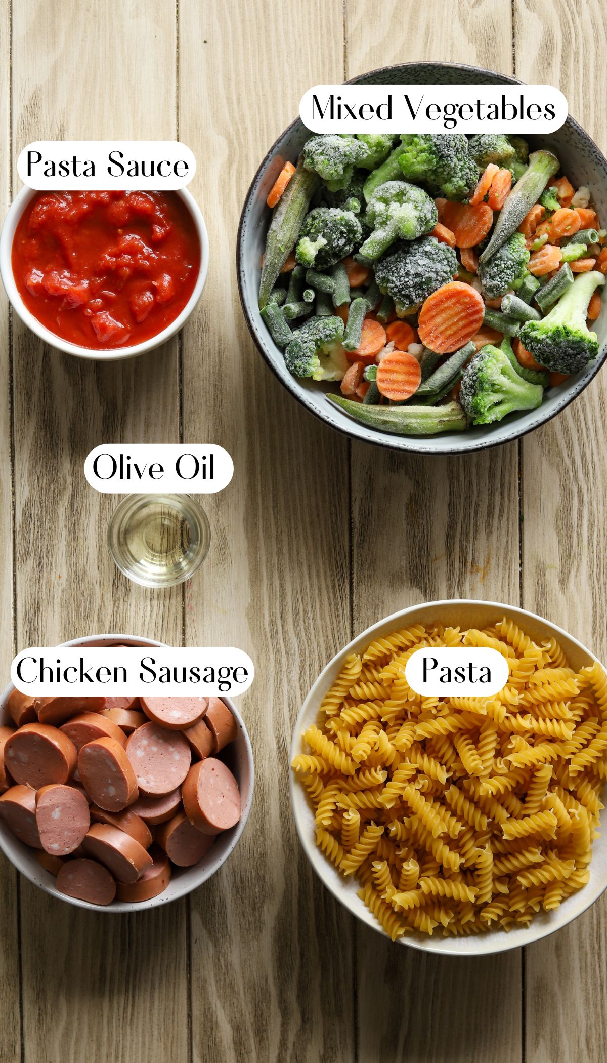 Healthy Chicken Sausage Pasta Meal Prep Ingredients