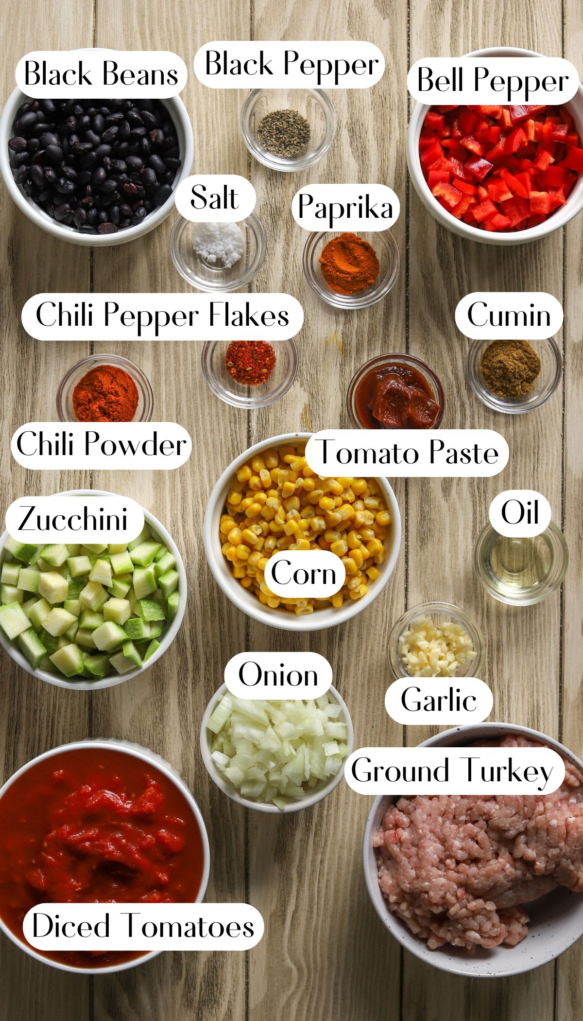 Yummy Crockpot Turkey Chili Ingredients