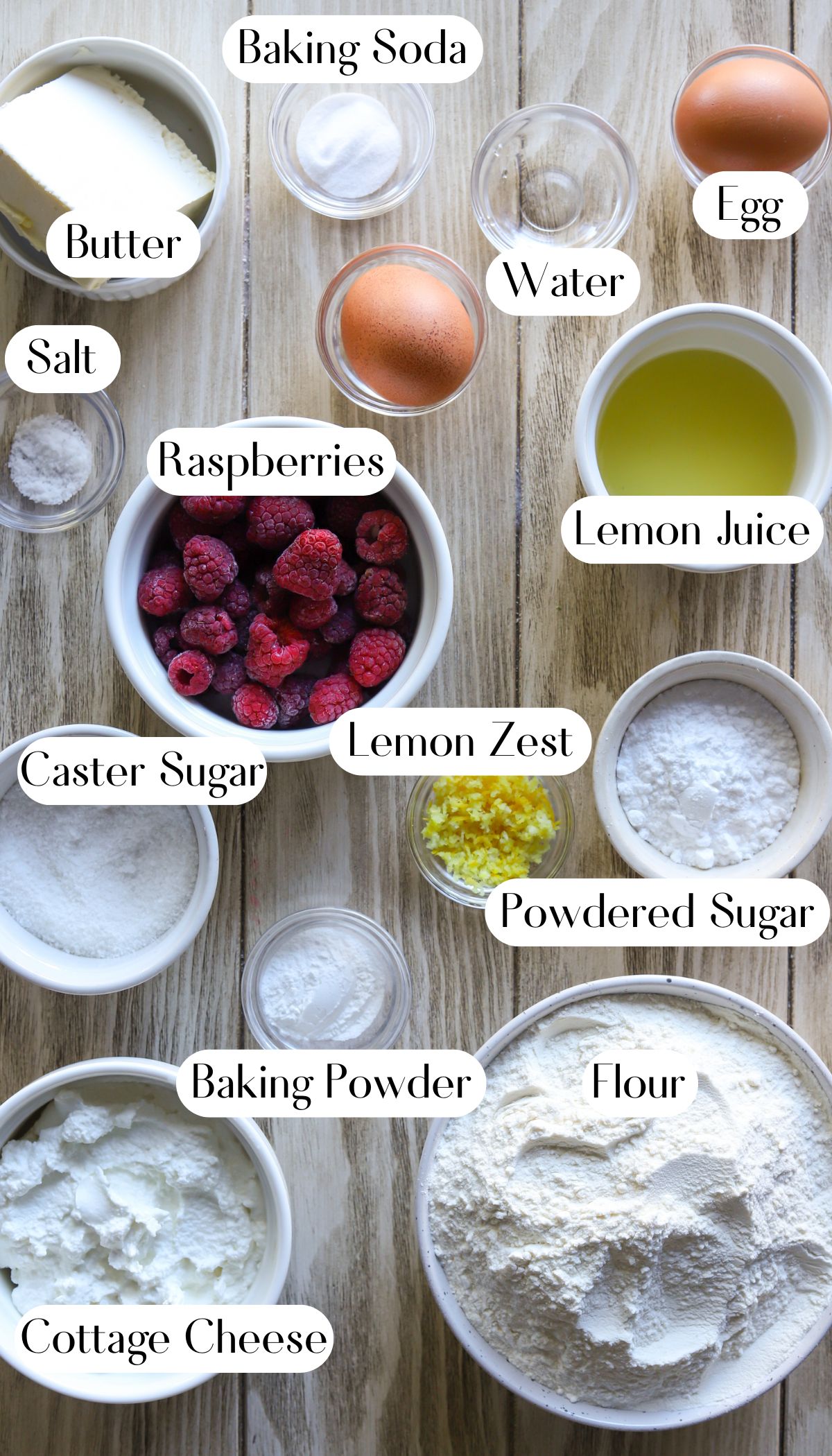 Yummy Lemon Raspberry Cottage Cheese Scones Ingredients