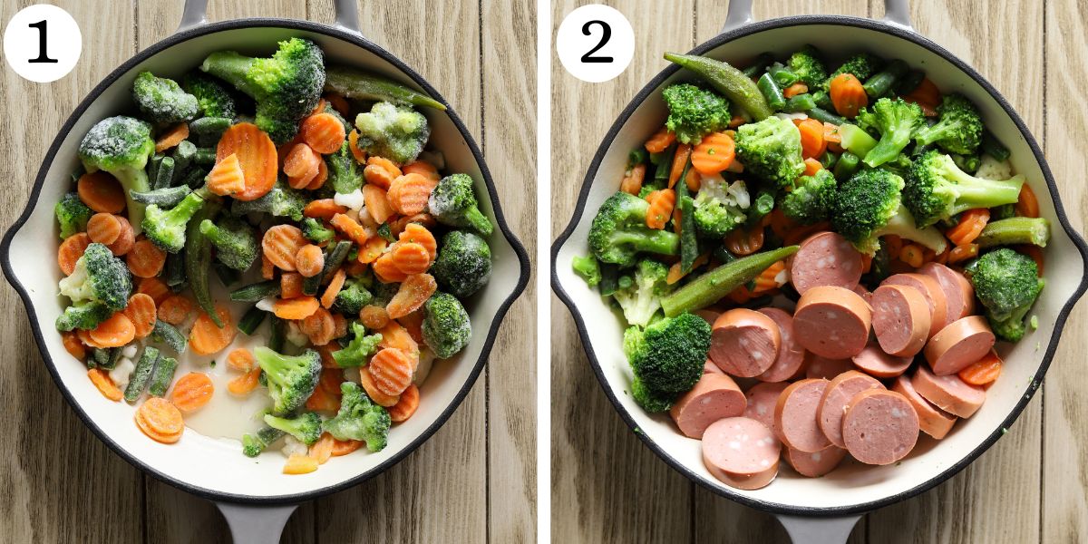 Delicious Chicken Sausage Pasta Meal Prep Steps 1-2