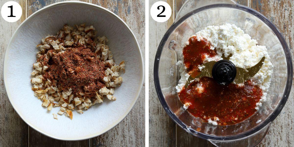 Nutritious Cottage Cheese Chicken Enchilada Bowls Steps 1-2