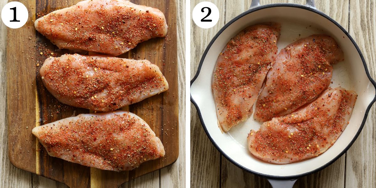 Savory Chicken Fajita Bake Steps 1-2