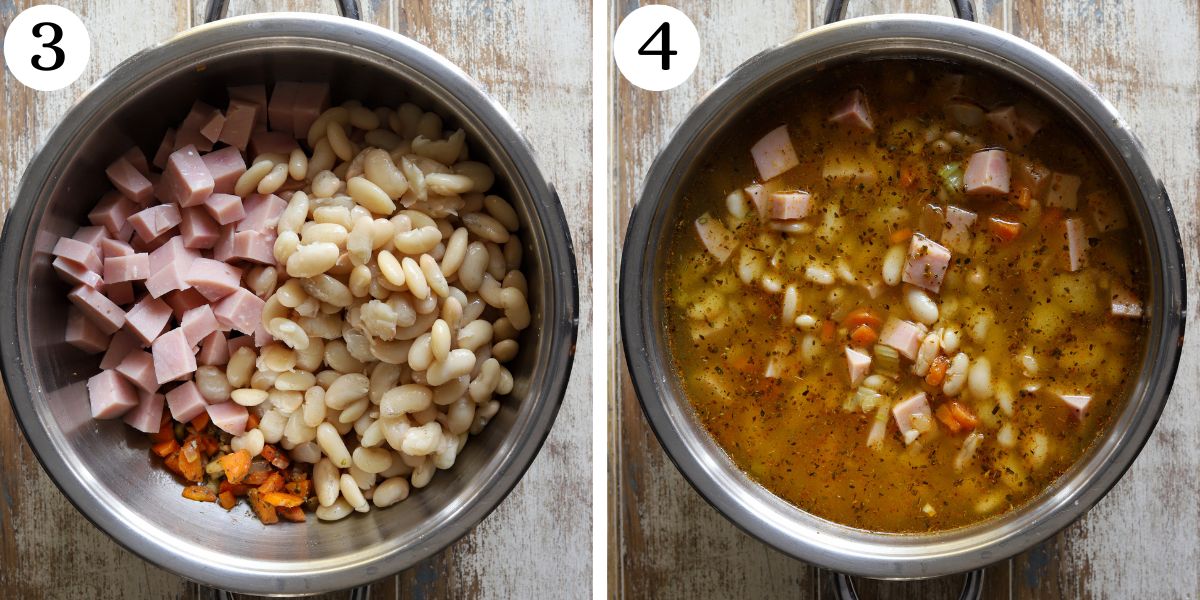 Easy Ham and Bean Soup Steps 3-4