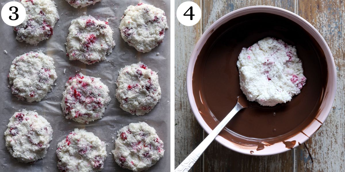 Quick Raspberry Cottage Cheese Chocolate Clusters Steps 3-4