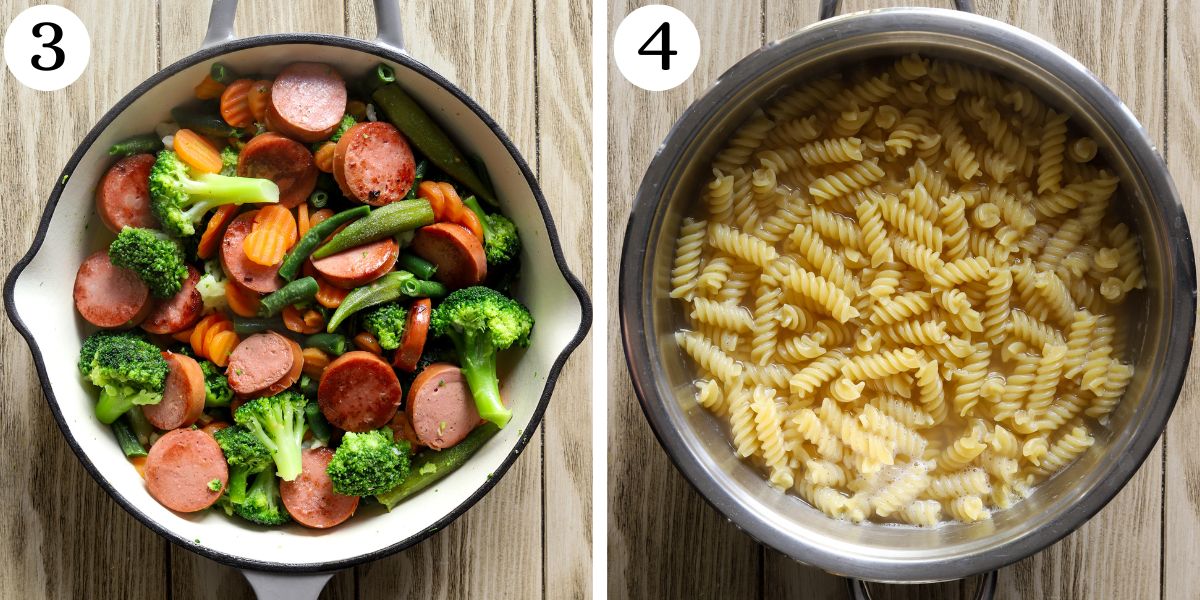 Tasty Chicken Sausage Pasta Meal Prep Steps 3-4