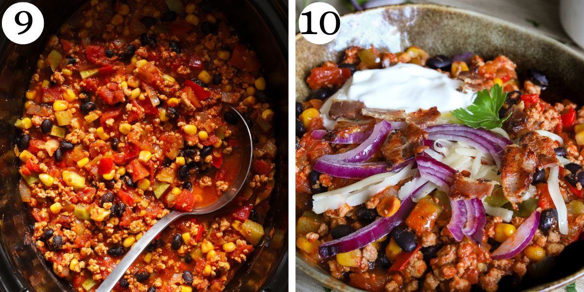 Quick Crockpot Turkey Chili Steps 9-10