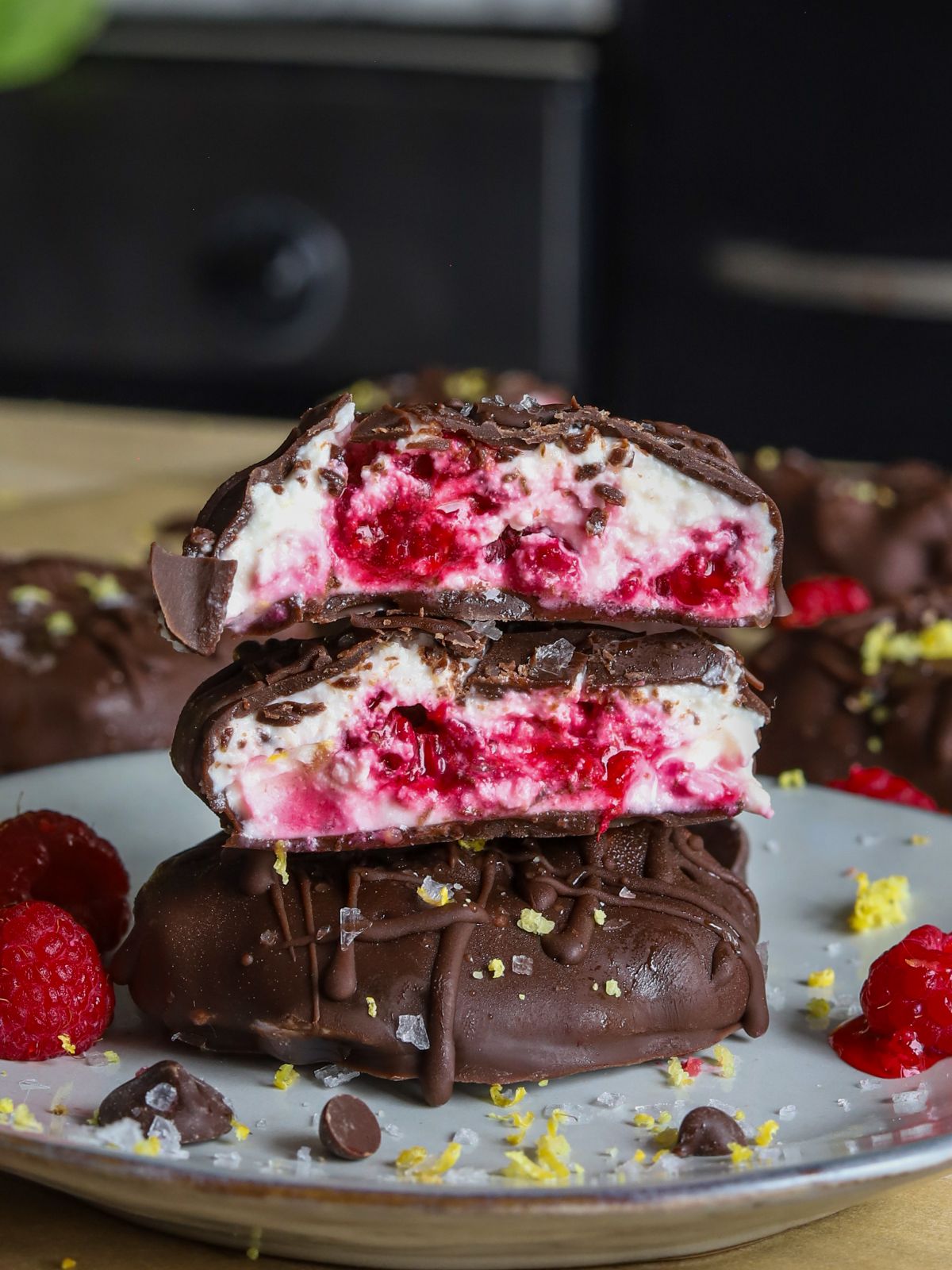 Raspberry Lemon Cottage Cheese Chocolate Clusters