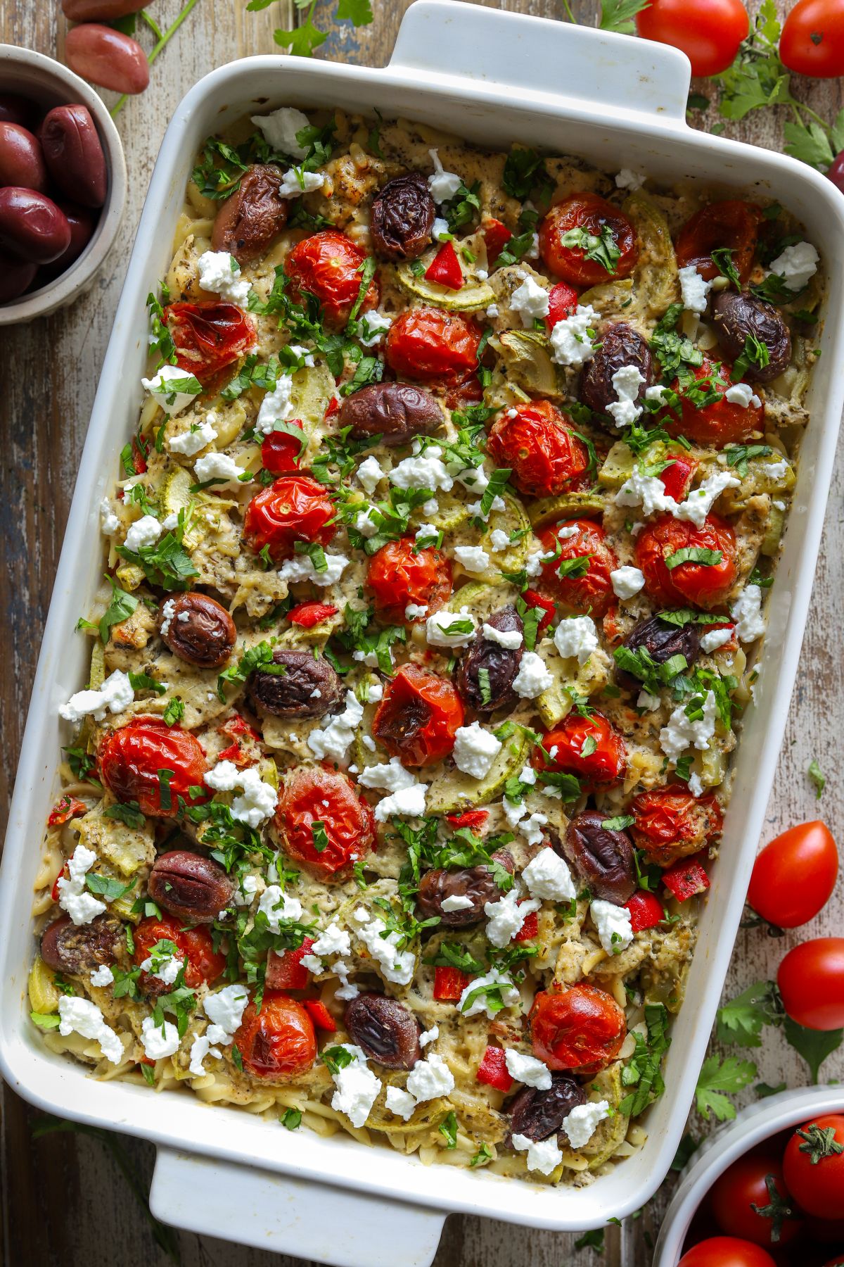 Healthy Greek Chicken Orzo Bake