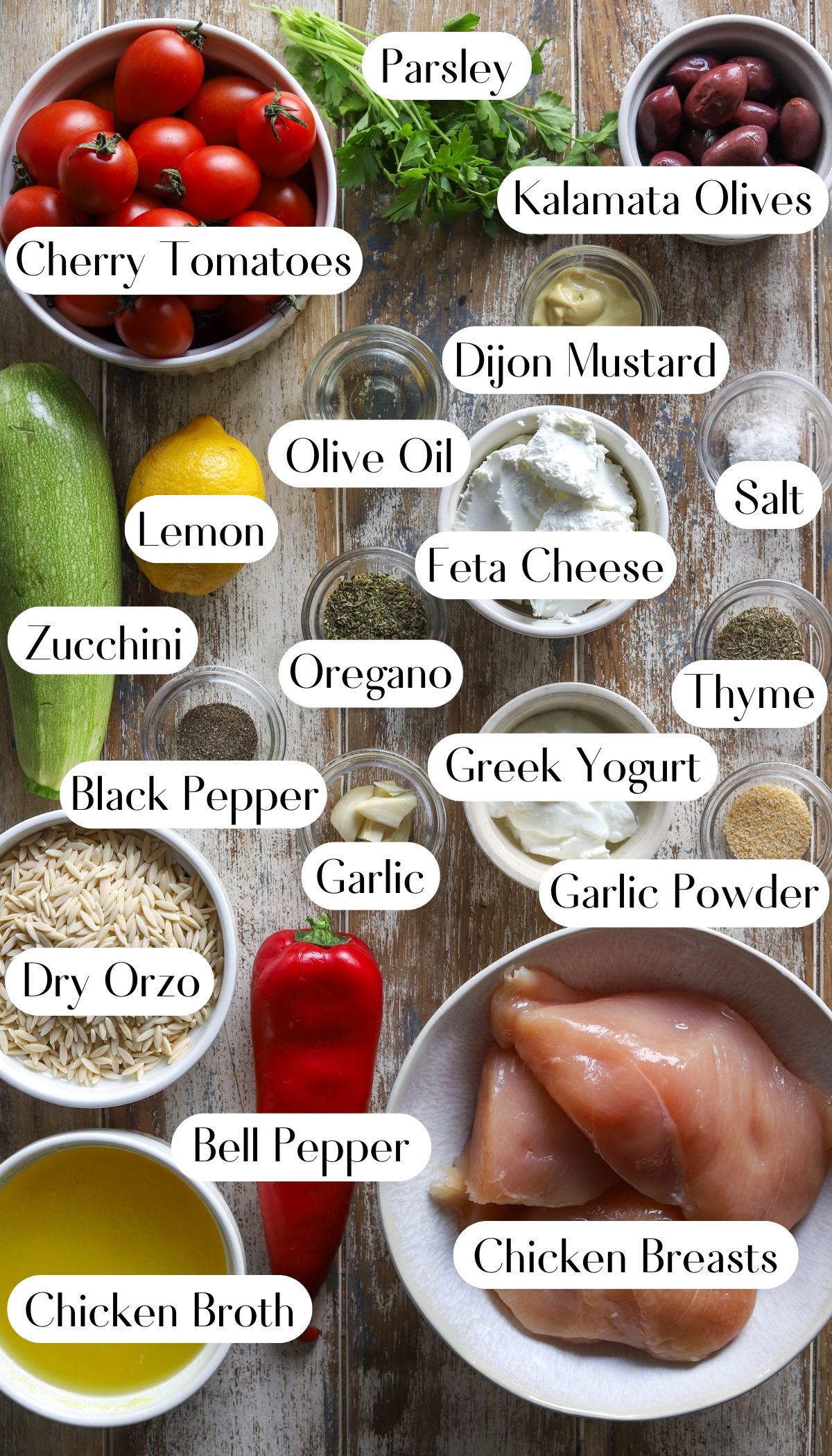 Tasty Greek Chicken Orzo Bake Ingredients