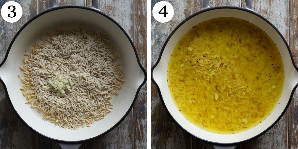 Delectable Greek Chicken Orzo Steps 3-4