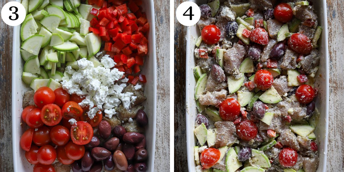 Satisfying Greek Chicken Orzo Bake Steps 3-4