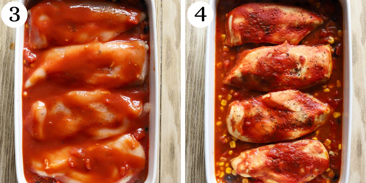 Satisfying Salsa Chicken Bake Steps 3-4