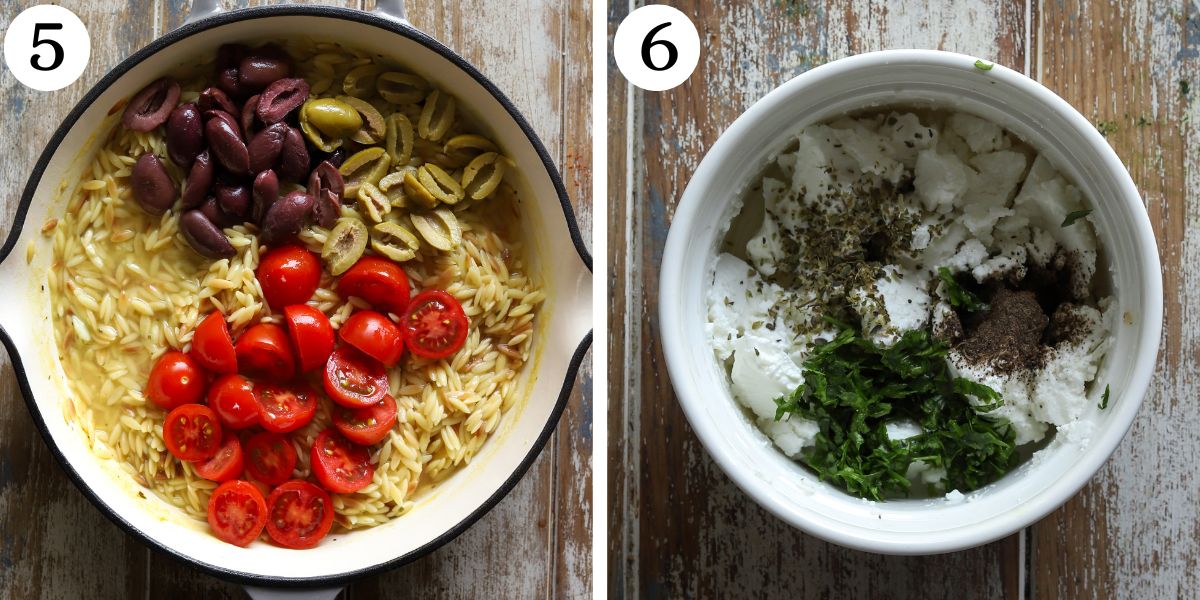Easy Greek Chicken Orzo Steps 5-6