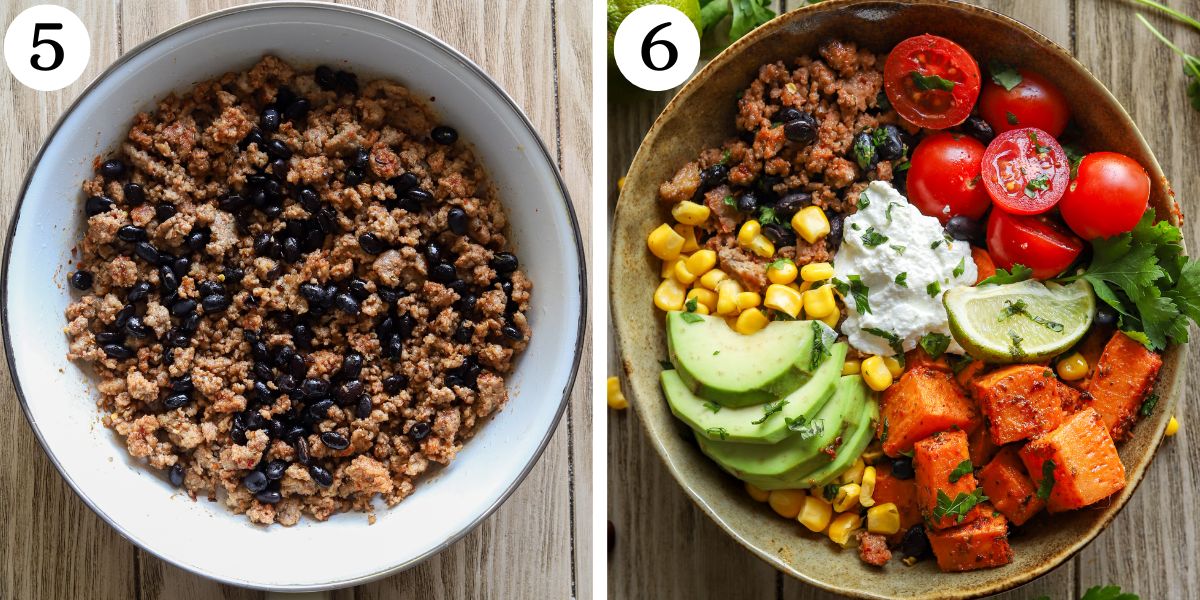 Easy Sweet Potato Taco Bowls Steps 5-6