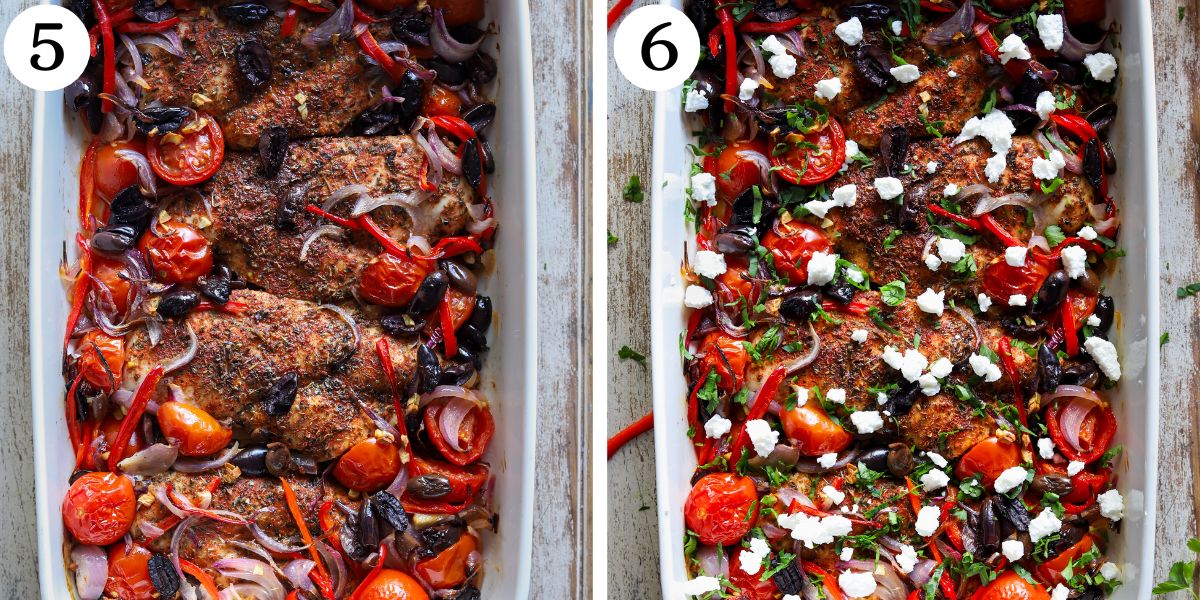 Mouthwatering Mediterranean Chicken Bake Steps 5-6