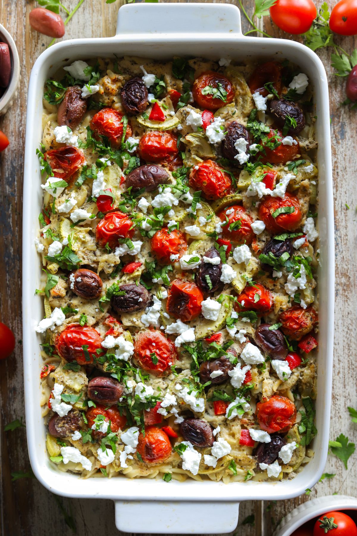 Easy Greek Chicken Orzo Bake