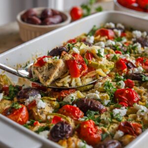Greek Chicken Orzo Bake