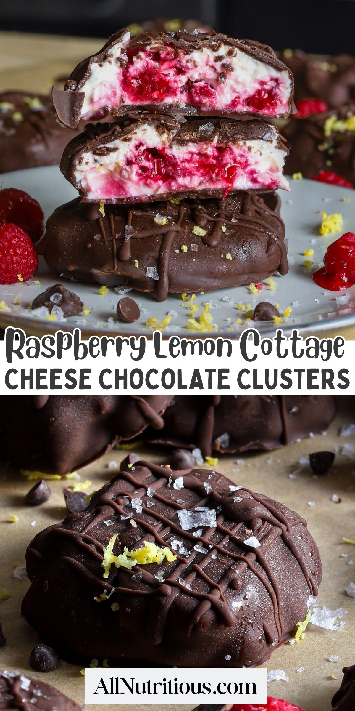 Raspberry Lemon Cottage Cheese Chocolate Clusters
