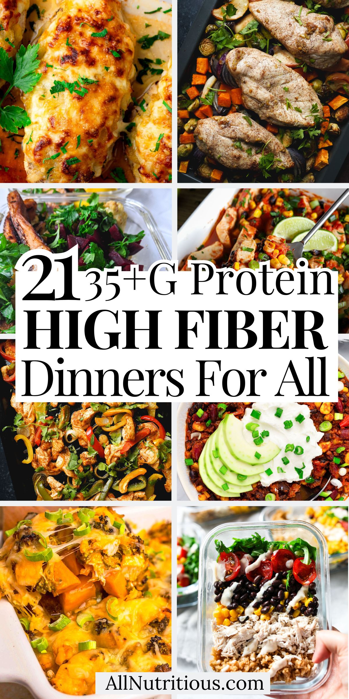 21 High Protein High Fiber Dinners with 35+ Grams Protein