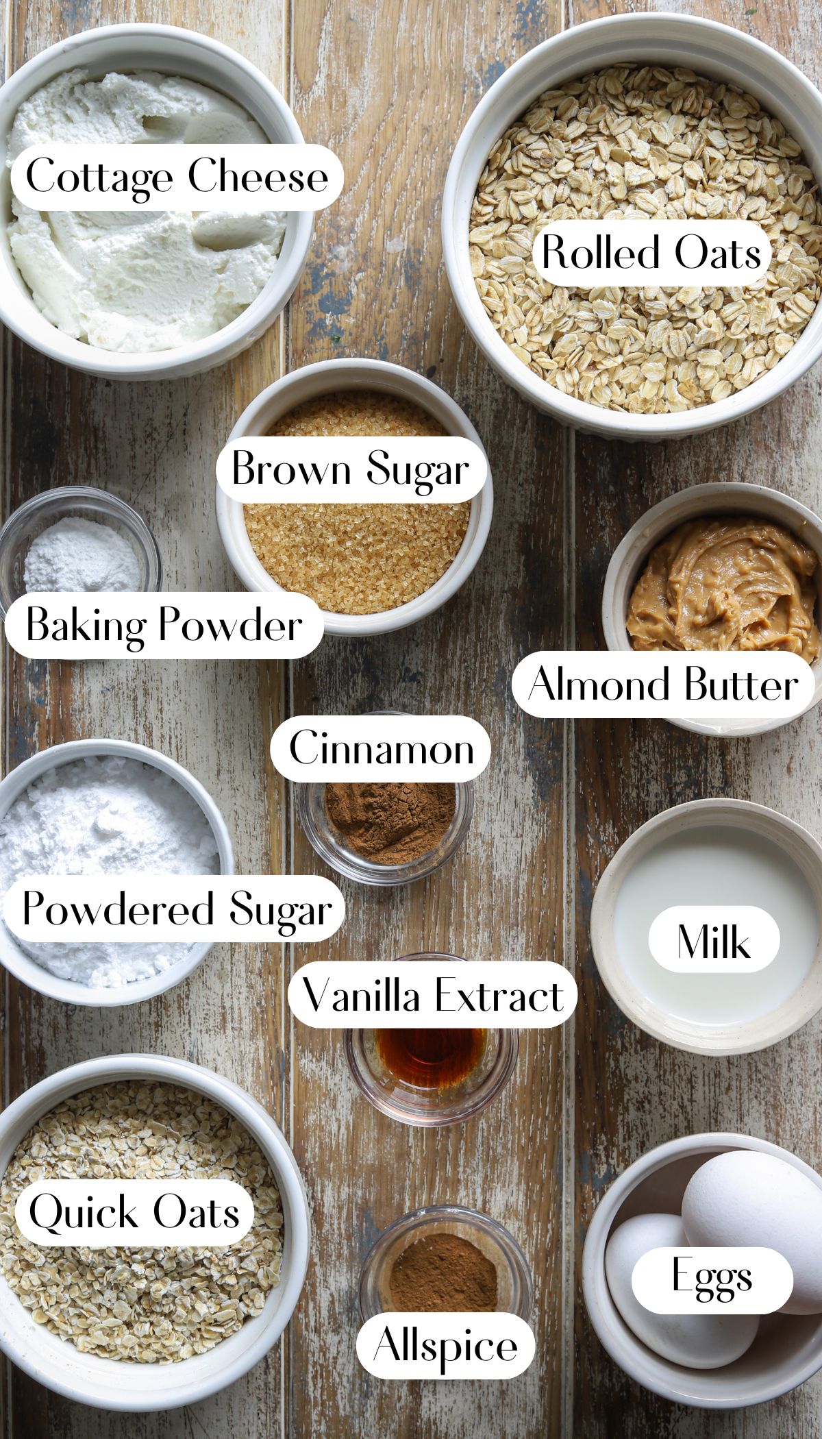 Yummy Cinnamon Roll Baked Oatmeal with Cottage Cheese Ingredients
