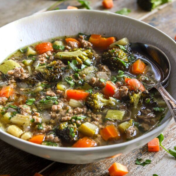 Crockpot Ground Beef Veggie Soup