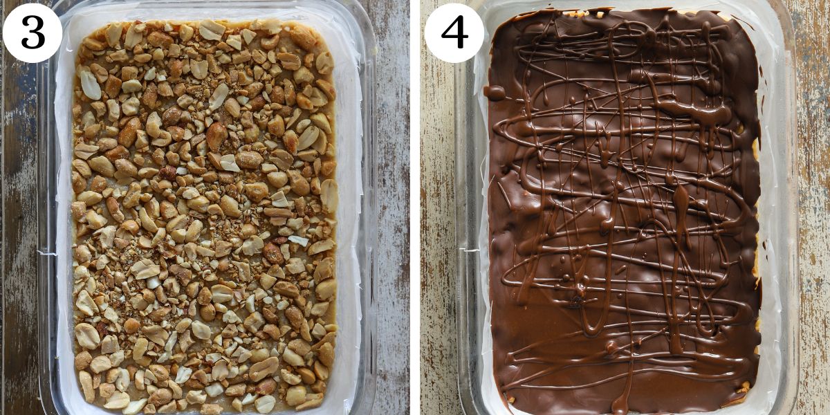 Mouthwatering Cottage Cheese Snicker Squares Steps 3-4
