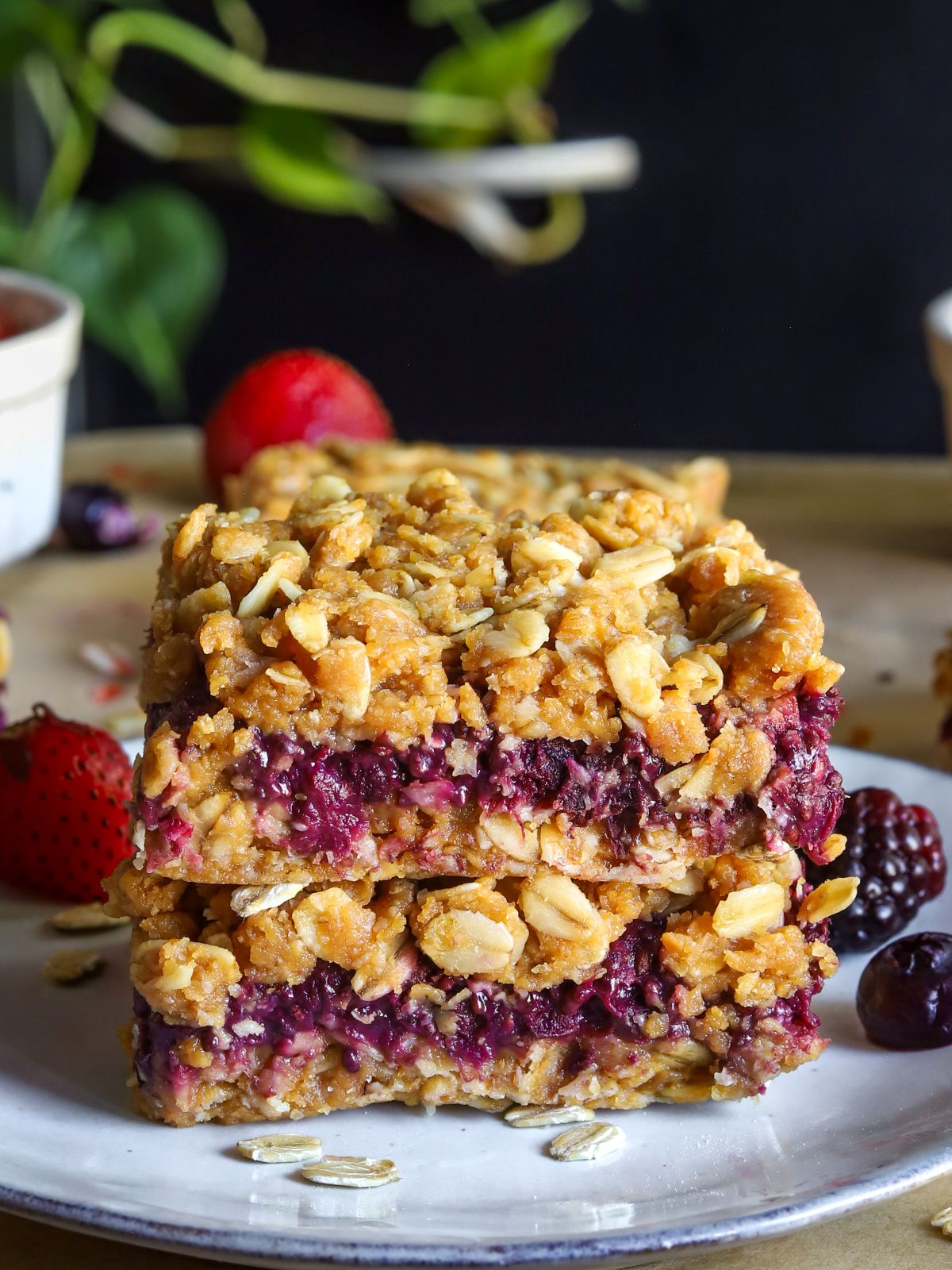 Healthy Berry Protein Oat Bars
