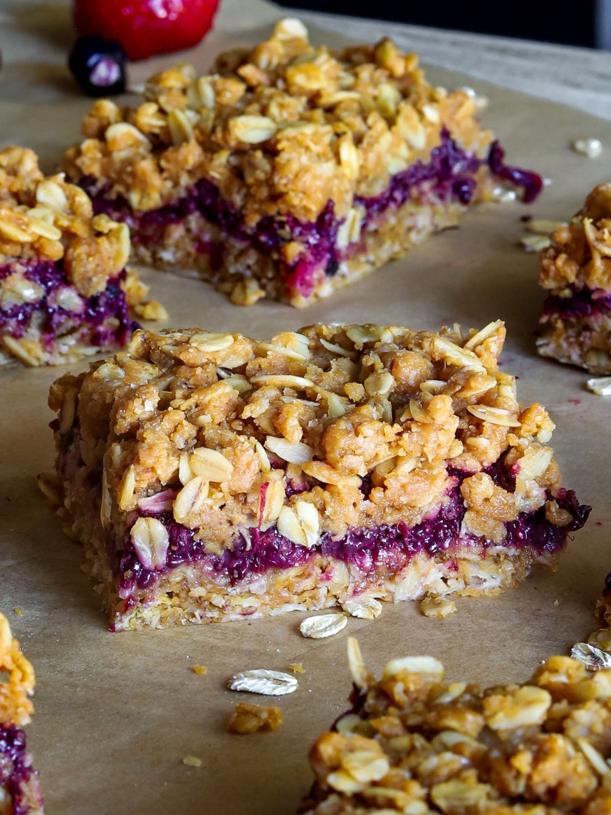 Easy Berry Protein Oat Bars