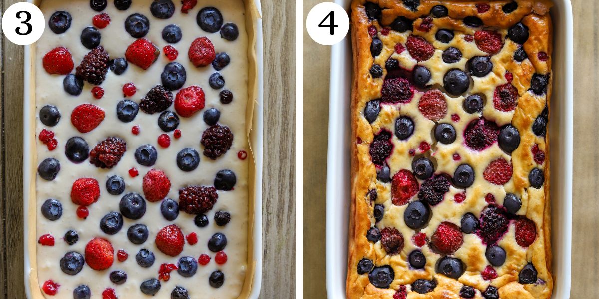 Healthy Cottage Cheese Berry Protein Cake Steps 3-4