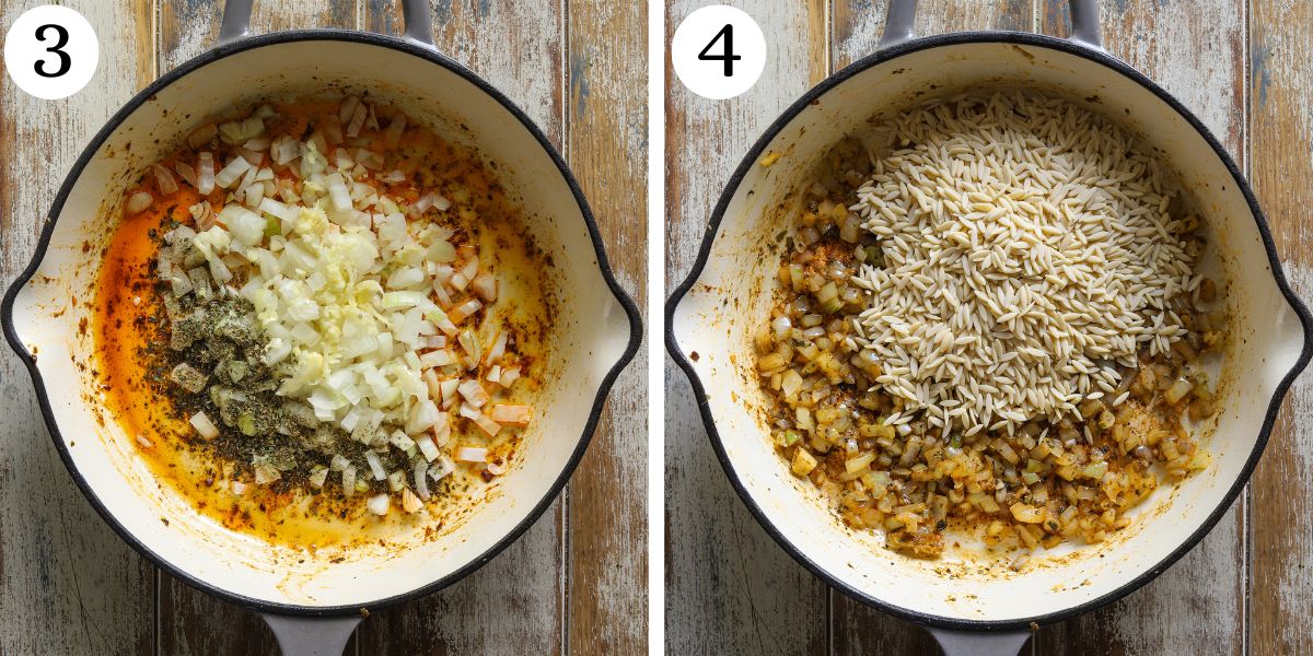 Mouthwatering Lemon Chicken Orzo Steps 3-4