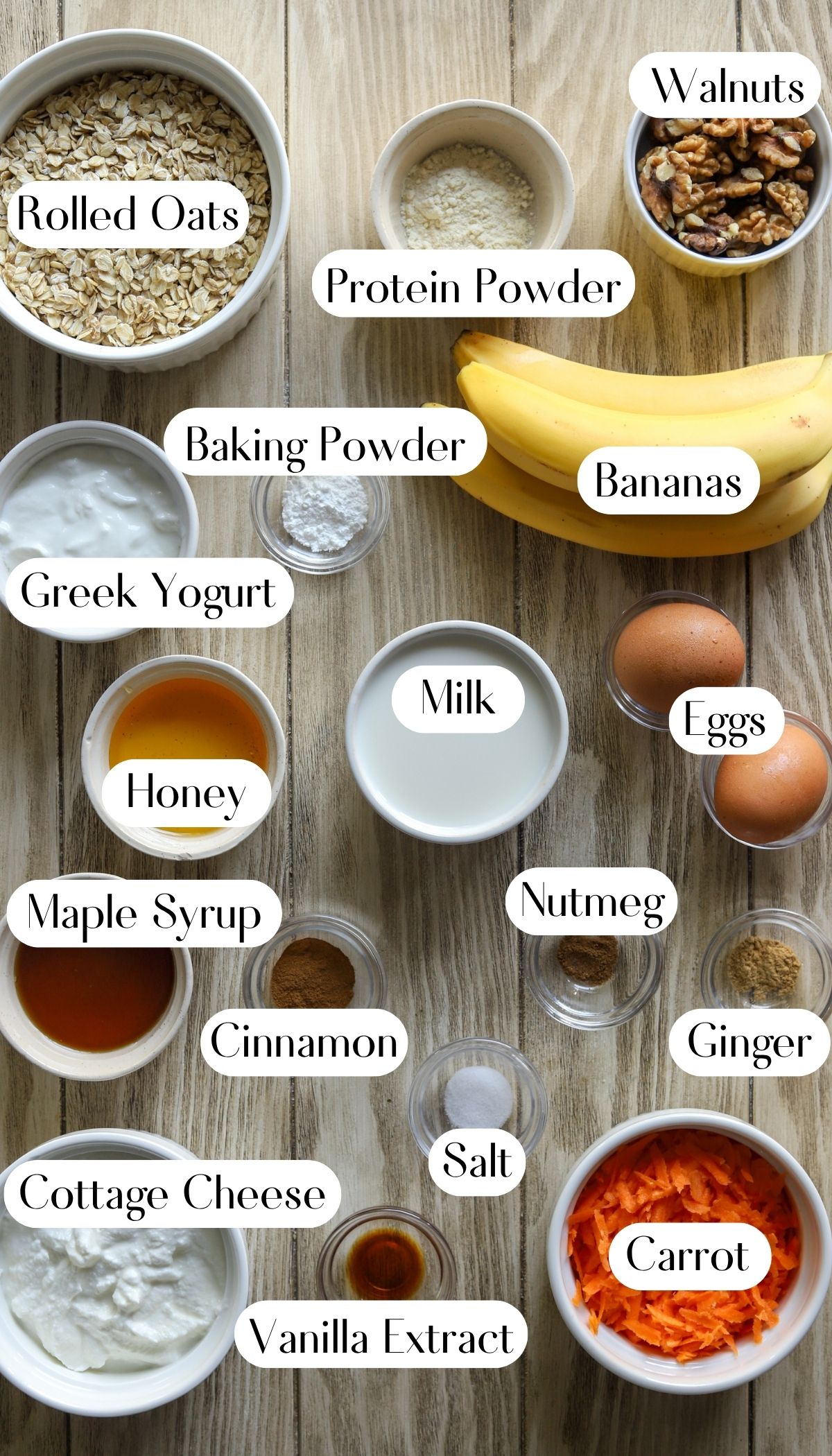 Nutritious Protein Oat Carrot Cake Ingredients