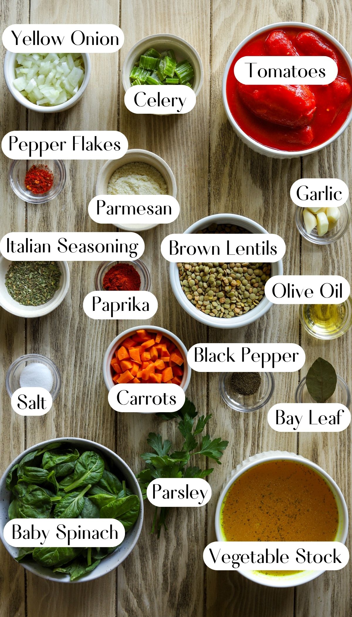 Yummy Italian Lentil Soup Ingredients