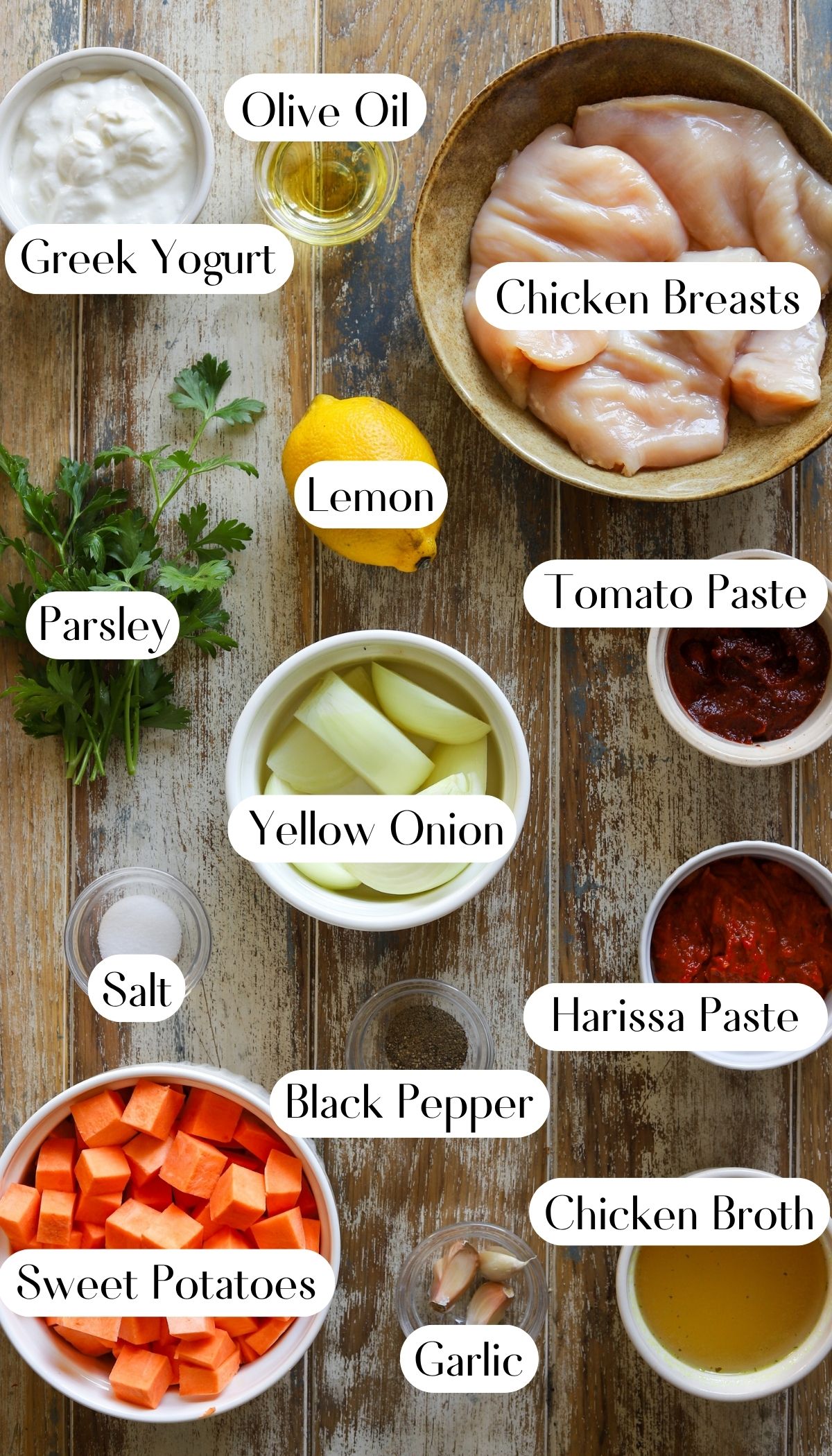 Yummy One Pan Harissa Chicken with Sweet Potatoes Ingredients