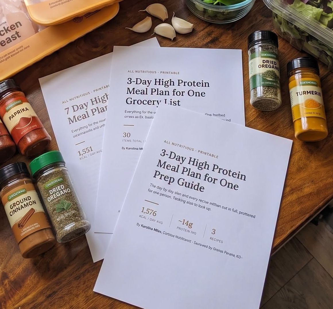 3 day high protein meal plan for one