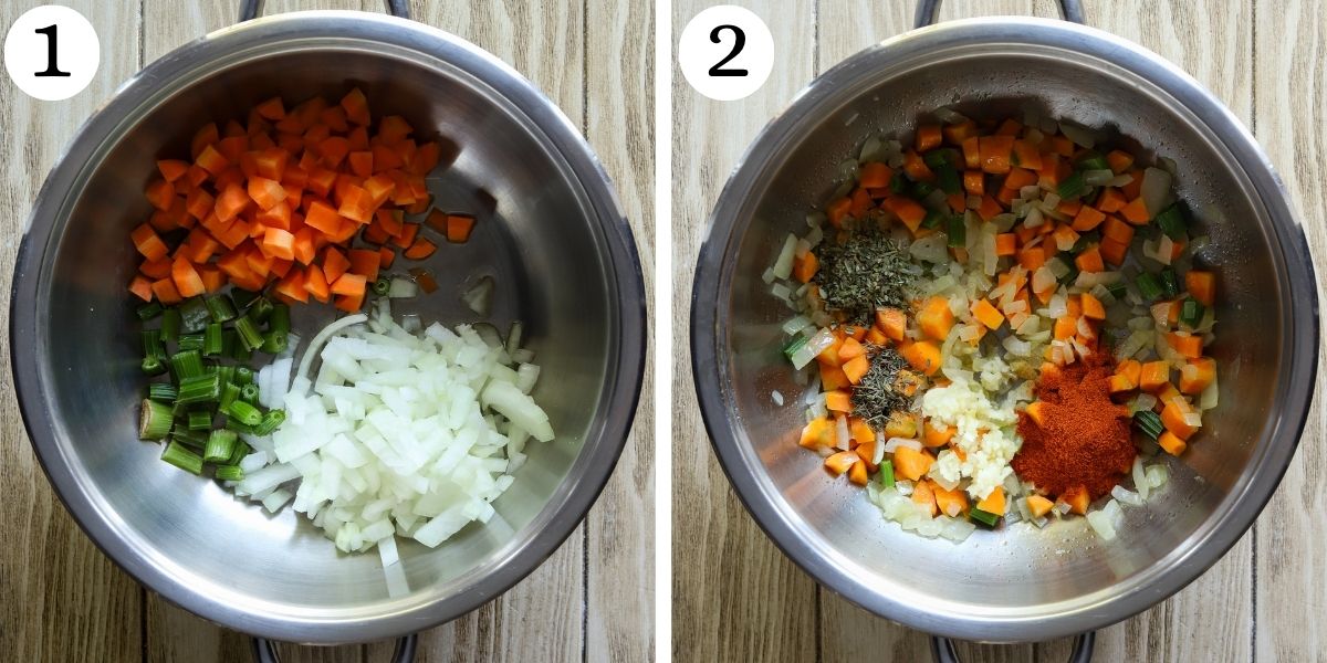 Yummy Bean and Potato Soup Steps 1-2