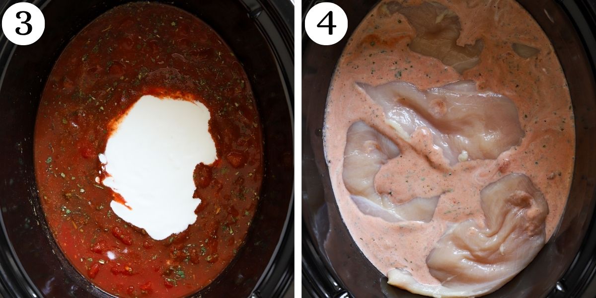 Savory Crockpot Tomato Basil Chicken Steps 3-4