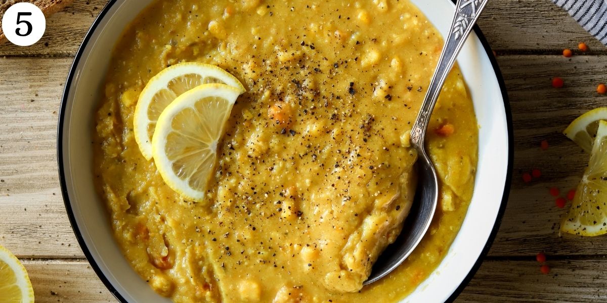 Savory Crockpot Lemon Lentil Soup Step 5