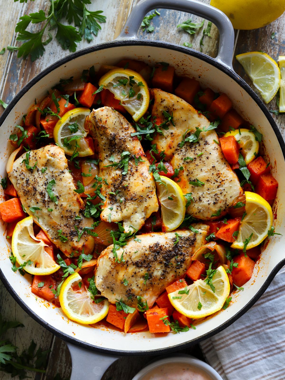 Deliciou Harissa Chicken with Sweet Potatoes