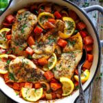 One Pan Harissa Chicken with Sweet Potatoes