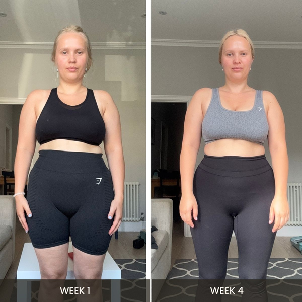 Karolina before and after four weeks on the meal plans