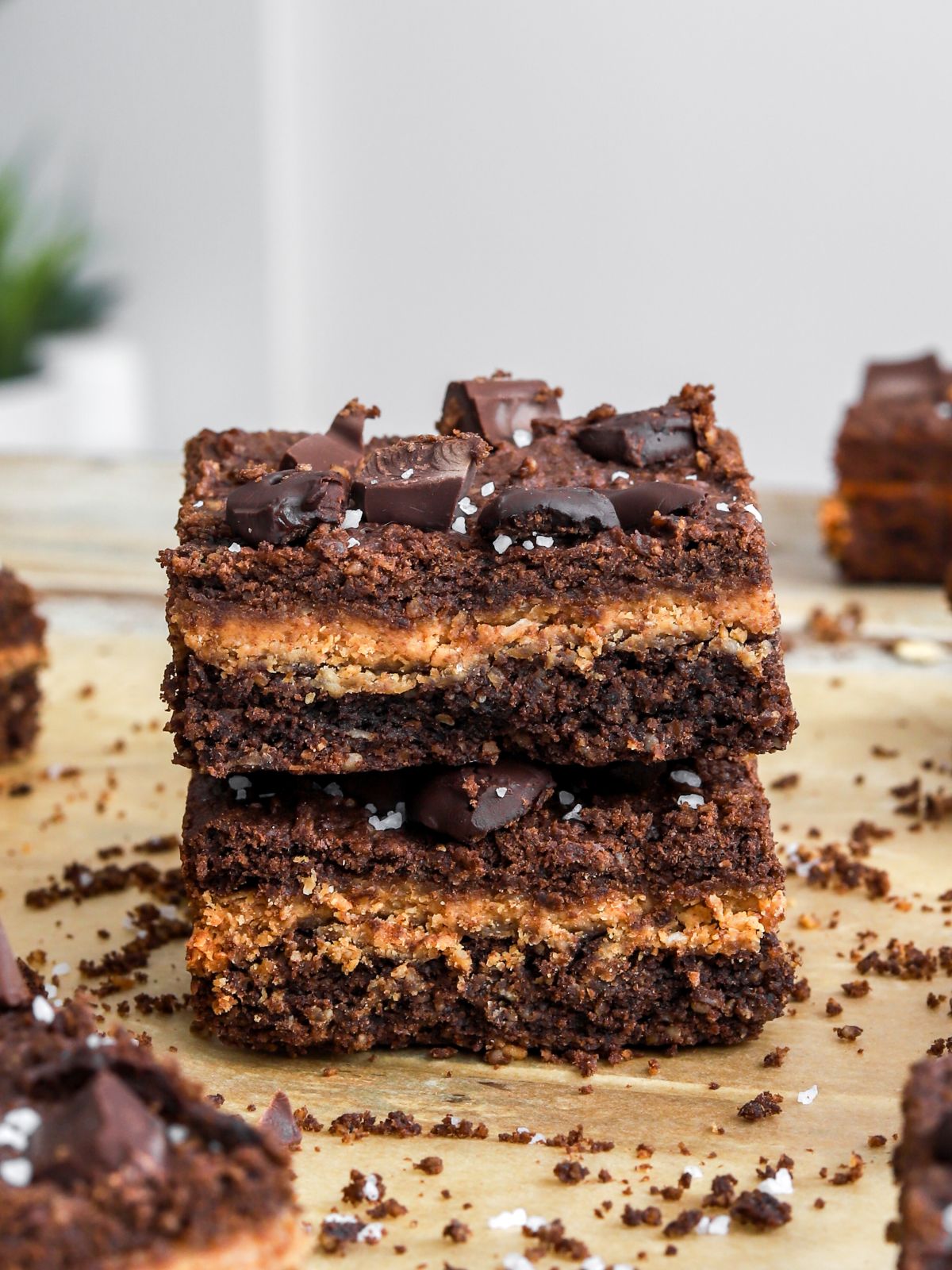 Peanut Butter Stuffed Cottage Cheese Brownies